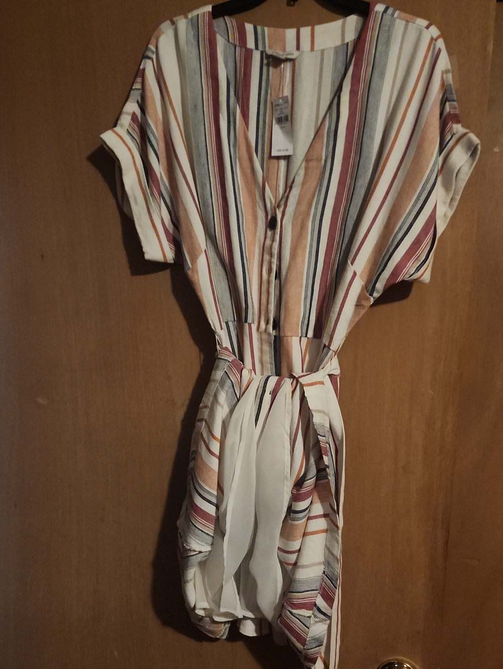 American Eagle Outfitters Striped Midi Dress in Cream, Burgundy, Tan, Navy